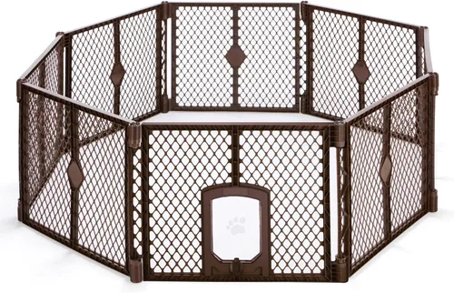 Vista 13 de MyPet Puerta extra ancha para perros con puerta pequeña para mascotas. 38.5 a 103.5 pulgadas de ancho. Puerta para gatos para puerta. Fabricado