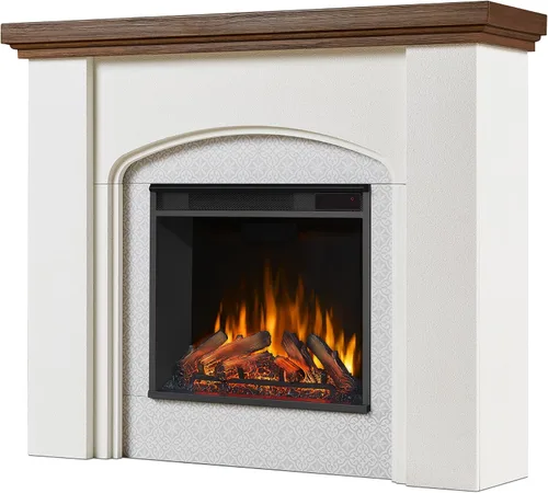 Vista 10 de Real Flame Anika - Chimenea eléctrica de 49 pulgadas con repisa para sala de estar o dormitorio, calentador reemplazable, efecto realista de troncos