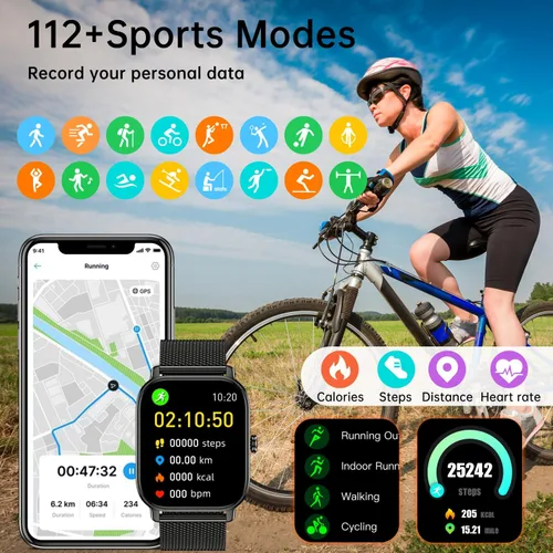 Vista 4 de Reloj inteligente para hombre y mujer Fitness: hacer respuesta llamar relojes digitales impermeables para hombre podómetro de carrera reloj