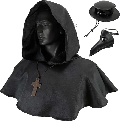 Vista 4 de Absolute Vibe Plague Doctor Mask and Hat Combo Set Halloween Costume Steampunk Cosplay Props for men women adult kids teen