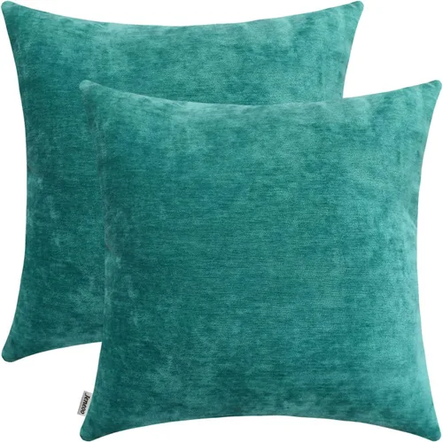 Vista 52 de Jeneoo - Fundas de almohada decorativas rojas brillantes de chenilla suave, fundas de cojín cómodas y sólidas para sofá de sala de estar