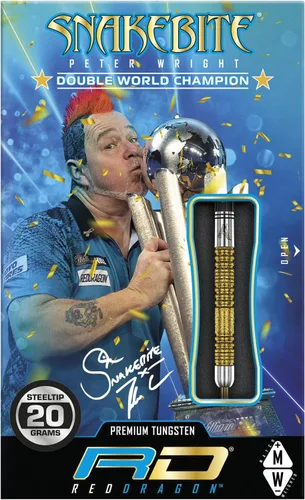 Vista 5 de RED DRAGON Peter Wright Snakebite DWC Edición Especial Gold Plus 0.71 oz con Vuelos y Tallos (ejes)