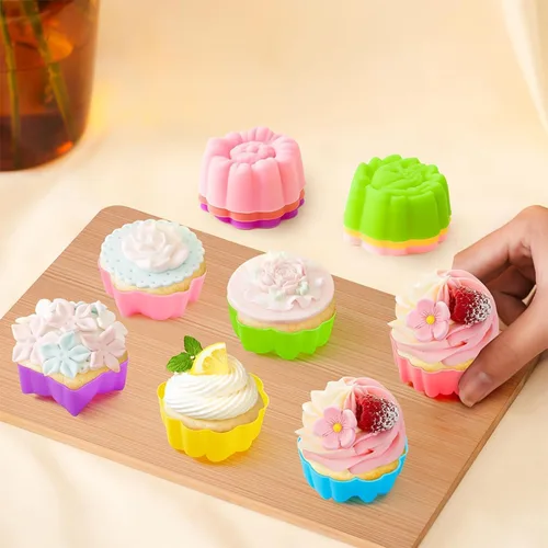 Vista 3 de 36 PCS Moldes para Hornear en Forma de Flor de Silicona Grado Alimenticio Antiadherente Mini Bandejas para Cupcakes, Pudines, Chocolates Canna