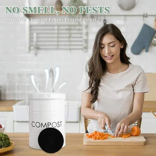 Vista 6 de Vipush Filtros de carbón para cubo de abono de cocina, paquete de 12 filtros de carbón activado para reemplazo de cubos de contenedores de encimera