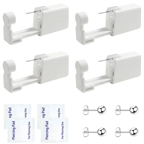 Vista 8 de Kit de piercing de oreja desechable con aretes de circonita de varios tamaños, kit fácil de perforar la oreja para su propio uso en casa