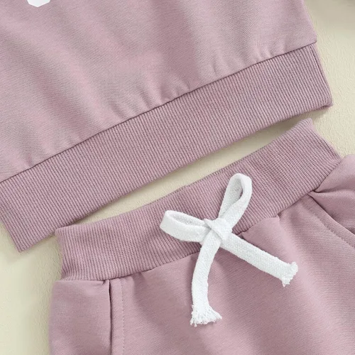 Vista 5 de Foidiccx Conjunto de ropa de 2 piezas de sudadera de manga larga para bebé niña pequeña para otoño e invierno, B-violeta-2&mamas chica