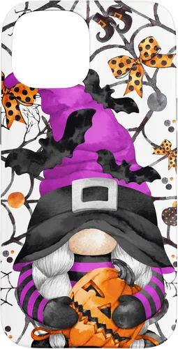 Vista 6 de iPhone 16 Lindo gnomo de Halloween para mujeres y bruja púrpura Witchy Boo Case