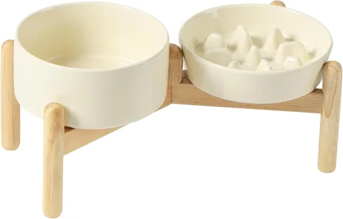Vista 23 de Havniva Cuencos elevados para perros de alimentación lenta, 6.1 pulgadas 1 x café marrón - C