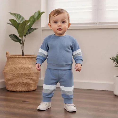 Vista 25 de Kuriozud Conjunto de 2 piezas de sudadera con cuello redondo y pantalones deportivos para niños pequeños para otoño e invierno