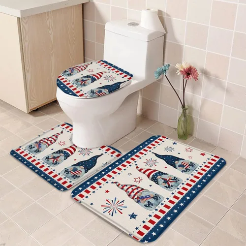 Vista 12 de Savannan Juego de 3 tapetes de baño, diseño patriótico de la bandera estadounidense, pentagrama, libertad, país, absorbente, suave, antideslizante