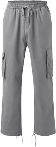 Vista 2 de Pantalones cargo de cintura elástica para hombre, casuales, de pierna recta, cómodos, de moda, con múltiples bolsillos, pantalones de trabajo