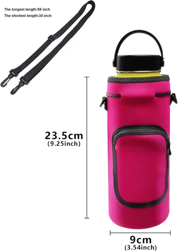 Vista 2 de Orchidtent - Funda de neopreno para botella de agua de 40 onzas, soporte aislado para botella de agua, correa acolchada ajustable para el hombro