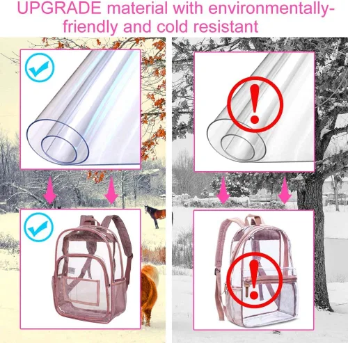 Vista 4 de Mochila transparente resistente para libros, mochila escolar traslúcida