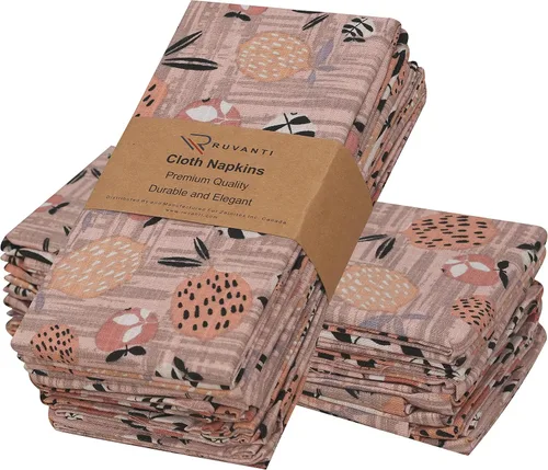 Vista 22 de Ruvanti - Servilletas de tela, paquete de 6, 45x45 centímetros, 100% algodón, lavables, suaves y absorbentes, perfectas para bodas, cenas de Belleza
