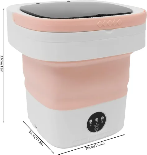 Vista 2 de Lavadora portátil de 12 litros, mini lavadora plegable con cesta de drenaje, mini lavadora pequeña para ropa de bebé, mini lavadora para ropa