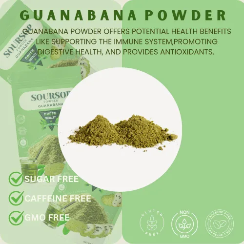 Vista 6 de Green Royalty Guanábana en polvo de 8 onzas Fruta de guanábana 100% natural Sin cafeína, sin azúcar, sin gluten Sin OMG Polvo de bebida a