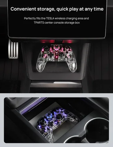 Vista 5 de TPARTS Wireless Game Controller for Tesla Model 3YSX, Multi-Device Crystal Clear Controller with 7-Colors LED Mode for SwitchSTEAM DeckPCTesla (1 pc)