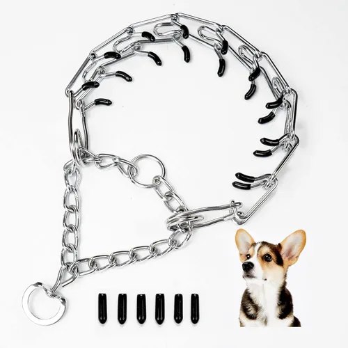 Vista 8 de Collar de punta para perro, collar de entrenamiento para perros con clip de liberación rápida, eslabones ajustables de acero inoxidable con puntas