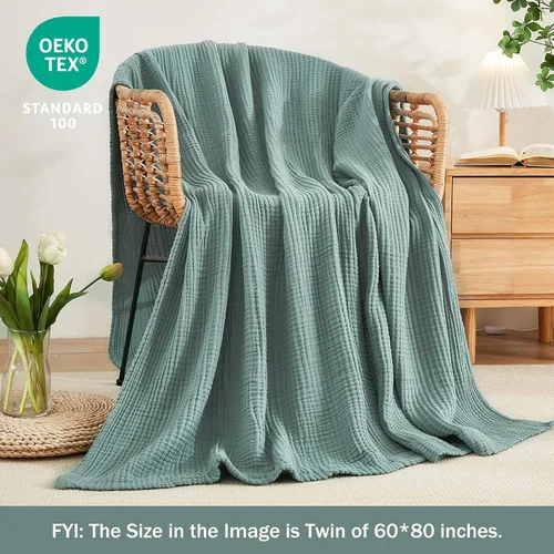 Vista 3 de EMME Mantas de muselina para bebé, 100% algodón, arrullo de gasa de 4 capas de 40 x 50 pulgadas, ligeras, suaves, transpirables, para niños