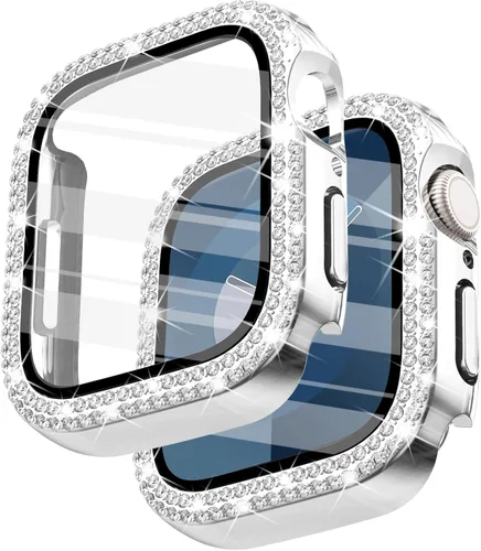 Vista 27 de Surace - Carcasa de 1.49 pulgadas compatible con Apple Watch con protector de pantalla, caja protectora general con diseño de diamantes brillantes