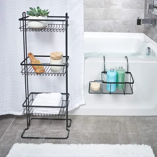 Vista 7 de iDesign - Cesta de metal sobre el baño, colección Everett, 12.08 x 10.2 x 6.64 pulgadas, negro mate