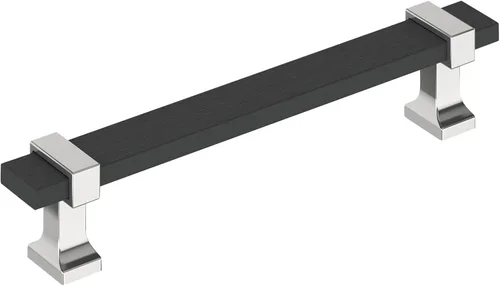Vista 20 de Amerock Overton - Tirador para gabinete de 96 mm de centro a centro en acabado negro mate cepillado/bronce champán, BP36681BMBCZ