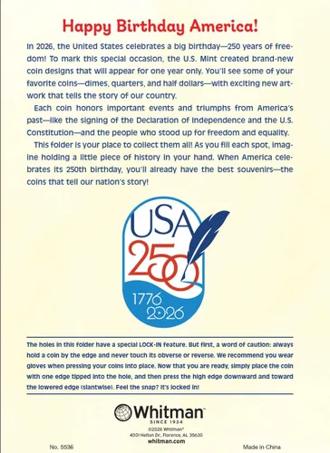 Vista 5 de Whitman 250th America Celebration Coin Folder – Kids Love Coins P & D Mints #5536