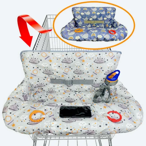 Vista 16 de Funda para carrito de compras para bebés y niños pequeños, funda impermeable para carrito de comestibles y silla alta, funda acolchada suave