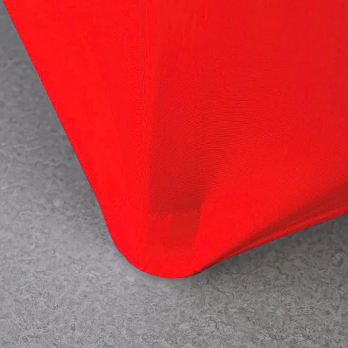 Vista 3 de Mantel redondo de elastano ajustable de 5 pies y 60 pulgadas, color rojo, para decoración de bodas, fiestas