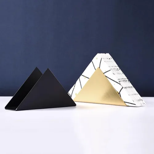 Vista 6 de Servilletero triangular de acero inoxidable – Moderno soporte de toalla de papel de metal para restaurantes cepillado 430 acero inoxidable