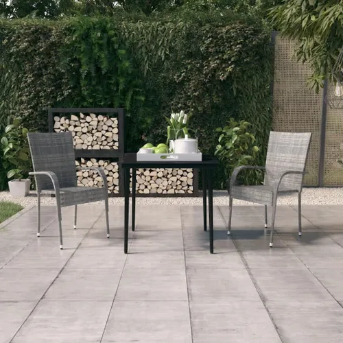 Vista 12 de 5-Piece Outdoor Patio Dining Set Black, PE Rattan Furniture with Tempered Glass Table Top and Powder-Coated Steel Frame for Garden, Balcony, Backyard