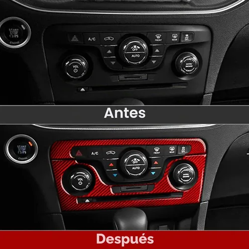 Vista 3 de Para 2011 2012 2013 2014 Dodge Charger Accesorios Consola central Aire Acondicionado Interruptor de Volumen Panel de Fibra de Carbono Pegatina Panel