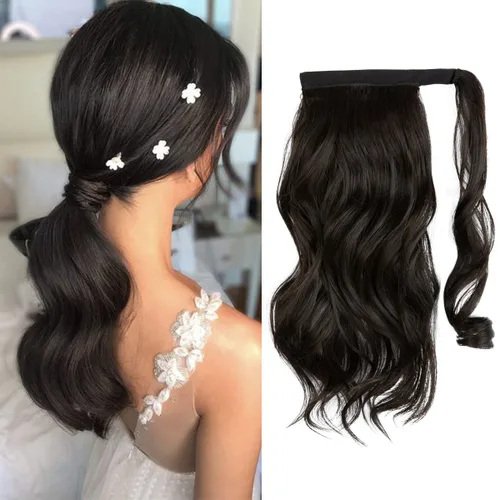 Vista 21 de CJL HAIR 14" Extensión de cola de caballo corta con cabello rizado y ondulado, clip en la cola de caballo, extensión de pelo sintético falso
