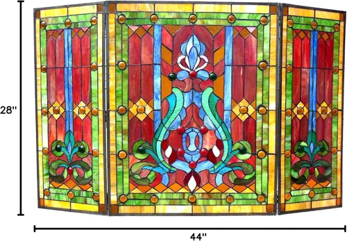 Vista 3 de Chloe Lighting CH1F323RV44-GFS - Pantalla de cristal Tiffany plegable (3 piezas), 44 pulgadas Multicolor