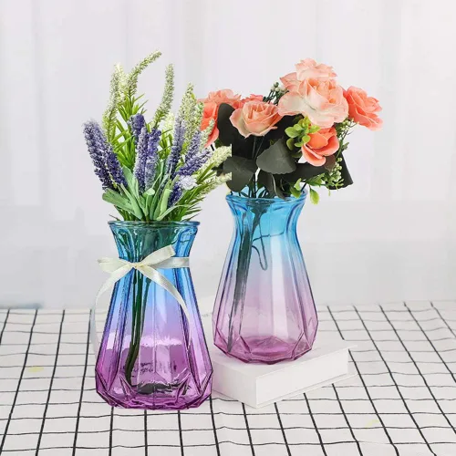 Vista 3 de Jarrón de cristal para centros de mesa, florero de flores de 7.3 pulgadas de alto, decoración de sala de estar, jarrones para boda, comedor, casa