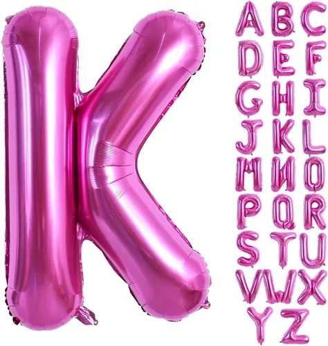 Vista 11 de TONIFUL Globos grandes de 40 pulgadas de color rojo rosa con letras B, globos gigantes de letras del alfabeto, globos grandes de Mylar