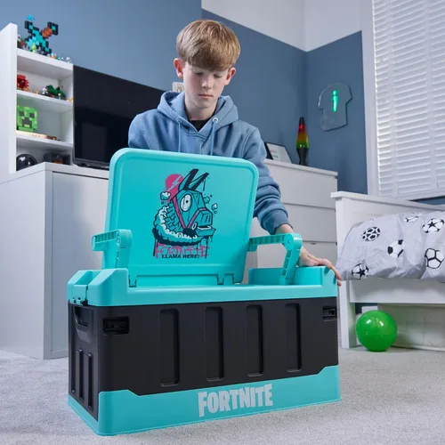 Vista 5 de Numskull Fortnite - Caja de almacenamiento de juguetes 2 en 1 y silla plegable, organizador de accesorios para juegos con tapa y asas