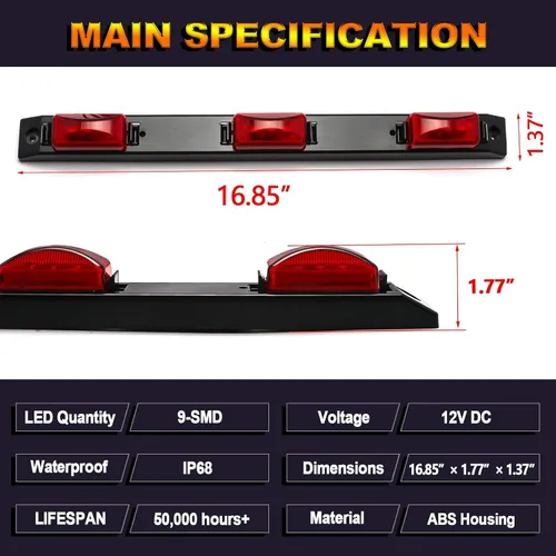 Vista 3 de x xotic tech 1 barra de luz para puerta trasera de camión con lente roja, compatible con Ford F-150 F-250 F-350 F-450 Dodge RAM 1500 2500 3500