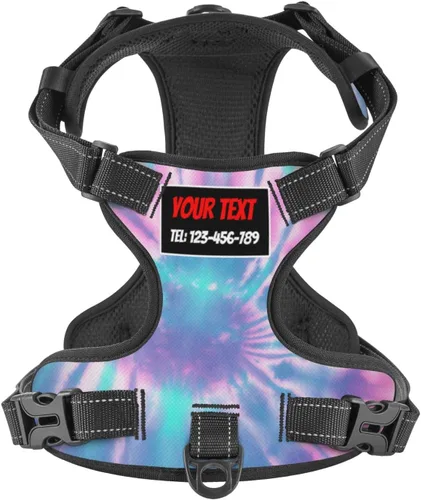 Vista 19 de Arnés personalizado para perro sin tirones, chaleco personalizado de hueso de perro con nombre de mascota, arnés reflectante ajustable personalizado