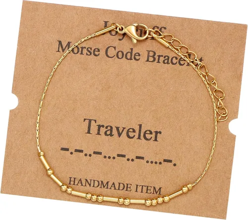 Vista 124 de JoycuFF Pulseras inspiradoras de código morse para mujeres, cuentas de plata, joyería con mantra de motivación, regalos para ella