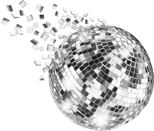 Vista 4 de Bola de discoteca de espejo de 12 pulgadas, bola colgante plateada de 2 pulgadas con cuerda adjunta, refleja la luz, recuerdo de fiesta