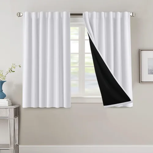 Vista 106 de H.VERSAILTEX Cortinas 100% opacas para dormitorio con forro negro, cortinas de oscurecimiento de habitación completa, con aislamiento térmico