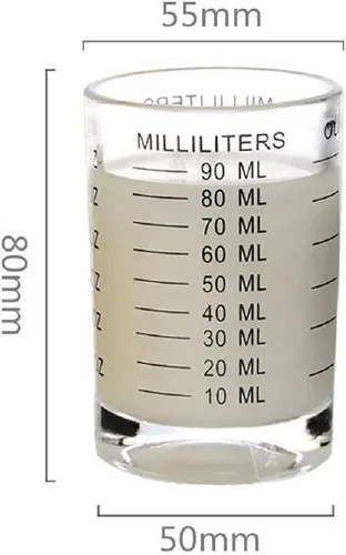 Vista 6 de Taza medidora de vidrio de chupito, 3 onzas/3.0 fl oz, taza de vidrio de café expreso pesado líquido, 2 piezas (negro 3.0 fl oz, 2 unidades)