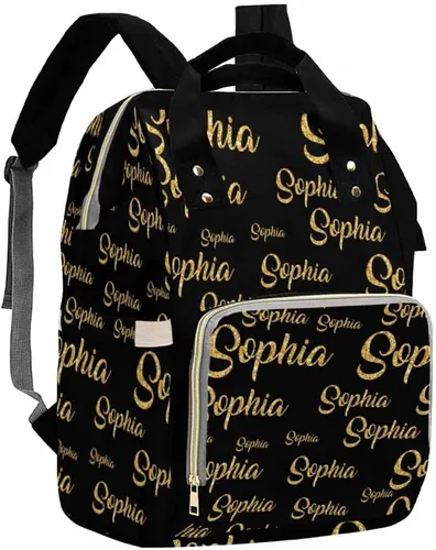 Vista 12 de Artsadd Bolsos para pañales personalizados con nombre, mochila monograma, regalos para baby shower, pattern 01, Tamaño único, Mochilas Daypack