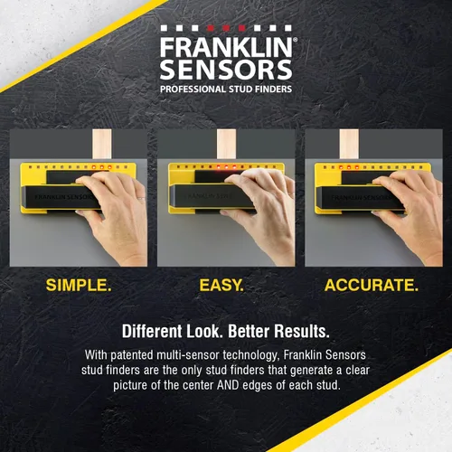 Vista 3 de ProSensor 710 Franklin sensores ProSensor 710 sensor de precisión para encontrar clavos Amarillo Detector de pernos de madera y metal, fabricado