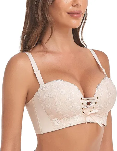 Vista 2 de FallSweet Añade dos copas de encaje sujetadores para mujeres push up sin aros