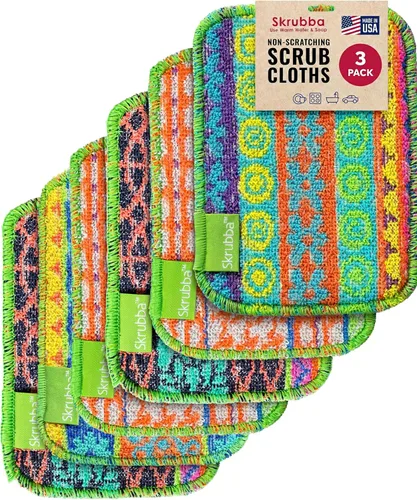 Vista 8 de Wet-it! Skrubba 3-Pack Reusable Dish Scrubbers – Non-Scratch Scouring Pads for Kitchen & Household – Eco-Friendly, Dishwasher Safe Scrub Sponges for