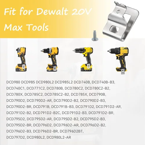 Vista 7 de Juego de 2 clips para cinturón Dewalt 304 de acero inoxidable para herramientas de taladro Dewalt, clips Dewalt, con tornillos para Dewalt N268241