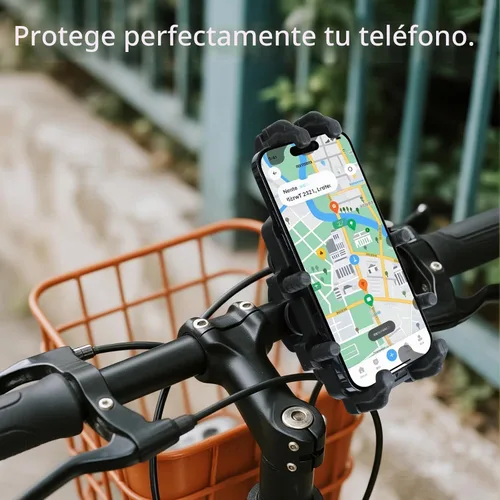 Vista 5 de Soporte de teléfono para bicicleta - [Amortiguador de vibración doble] [Abrazadera de manillar de aleación de aluminio] Soporte de teléfono