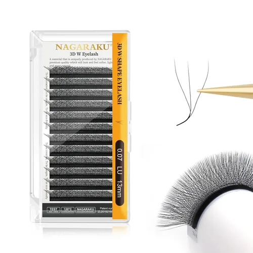 Vista 342 de NAGARAKU Extensiones de pestañas prefabricadas en abanico 3D W 0.05 C 0.315 0.05-C 3D W